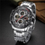 Naviforce NF9197 Silver Stainless Steel Dual Time Watch For Men - Black & Silver, 5 image