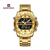 Naviforce NF9195 Golden Stainless Steel Dual Time Watch For Men - Golden