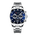 CURREN 8358 Silver Stainless Steel Chronograph Watch For Men - Royal Blue & Silver