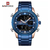 NAVIFORCE NF9138 Blue Stainless Steel Dual Time Wrist Watch For Men - Blue & RoseGold