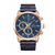 NAVIFORCE NF9148 Navy Blue PU Leather Chronograph Watch For Men - RoseGold & Navy Blue