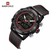 NAVIFORCE NF9144 Black PU Leather Dual Time Wrist Watch For Men - Black & Red