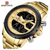 NAVIFORCE NF9138 Golden Stainless Steel Dual Time Wrist Watch For Men - Golden & Black, 2 image