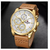 NAVIFORCE NF9148 Brown PU Leather Chronograph Watch For Men - Golden & Brown, 2 image