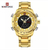NAVIFORCE NF9093 GOLDEN STAINLESS STEEL DUAL TIME WATCH FOR MEN