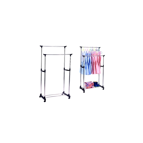 Vertical Telescopic Cloth Hanging Pole/Rack (Double)