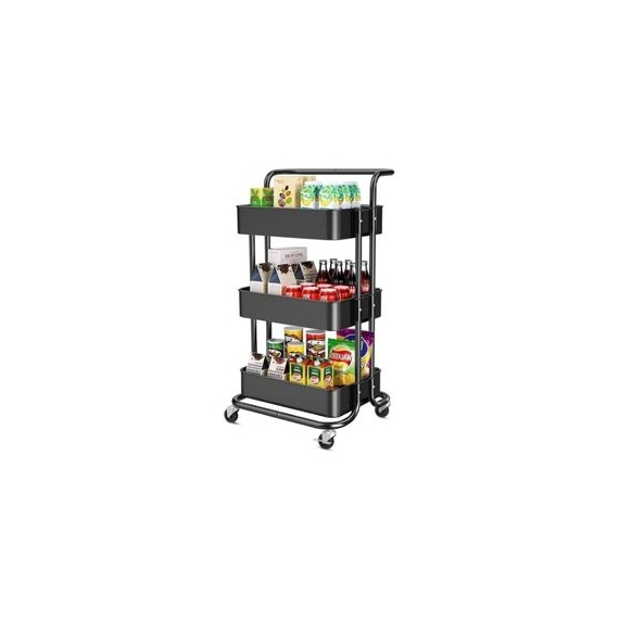 4 Rack Kitchen Trolly (Black)(Square)